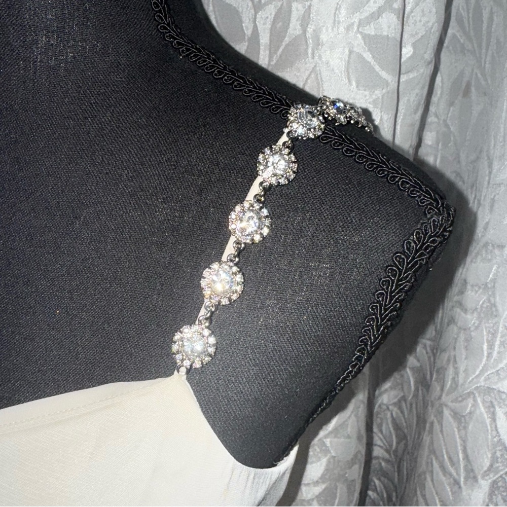 Ann Taylor ivory white and silver straps size 0 NWT bridal prom wedding dress - Picture 6 of 16